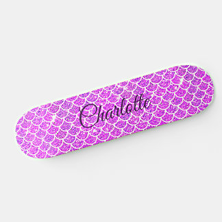 Add Name or Text, Purple Mauve Mermaid Scales Skateboard