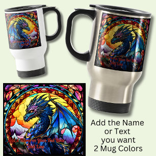 Add Name or Text, Stained Glass Dragon  Travel Mug