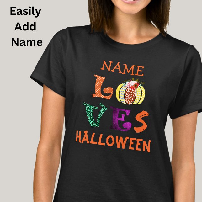Add Name or Title & TEXT Pumpkin LOVE Halloween  T-Shirt (Creator Uploaded)