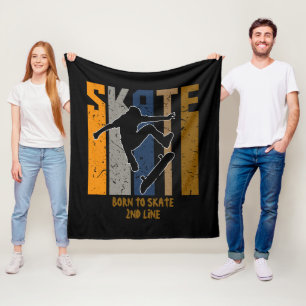 Add Name or Your Text - SKATE Skateboarder Fleece Blanket