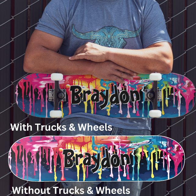 Add Name, Paint Drip Graffiti  Skateboard (Creator Uploaded)