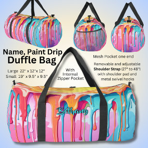 Add Name Paint Drips Pink Aqua Blue Orange     Duffle Bag