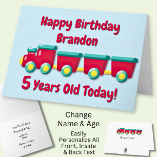 Add Name Personalise Train Child Boy's Card