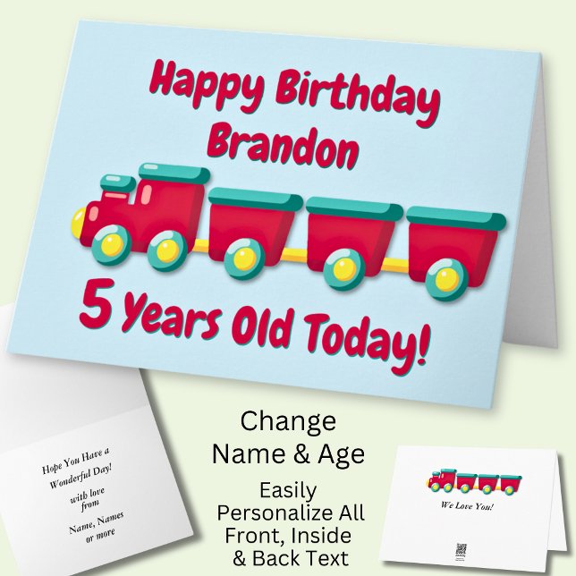 Add Name Personalise Train Child Boy's Card (Creator Uploaded)