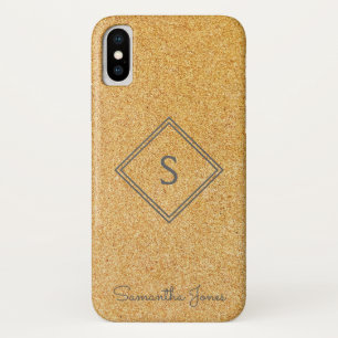 Add name Personalised Modern Elegant Gold Glitter iPhone X Case