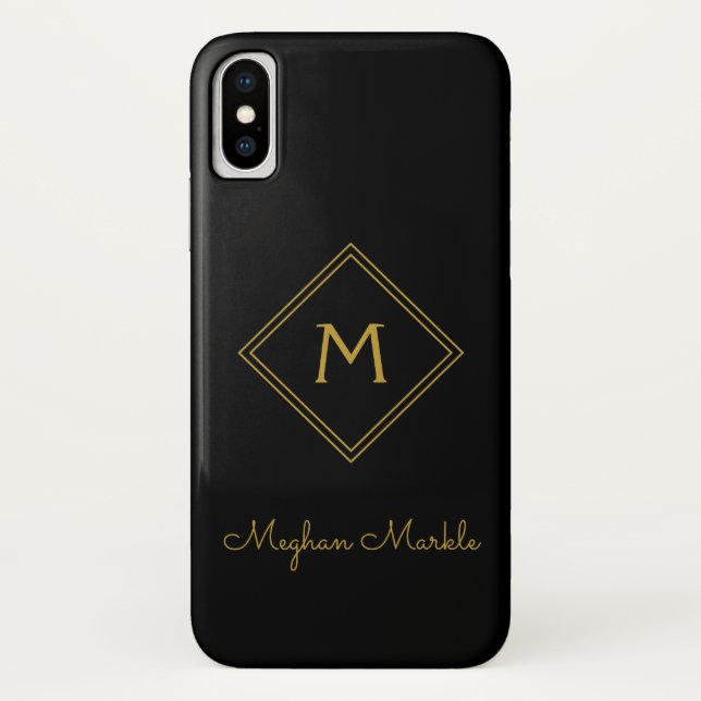 Add name Personalized Modern Elegant Simple Gold Case-Mate iPhone Case (Back)