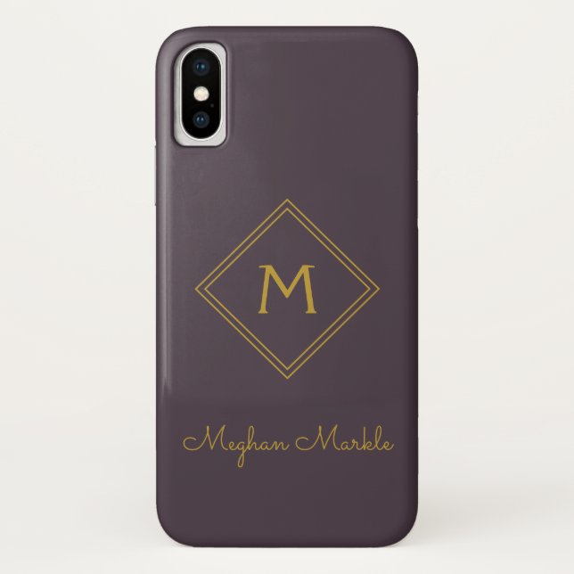 Add name Personalized Modern Elegant Simple Gold Case-Mate iPhone Case (Back)