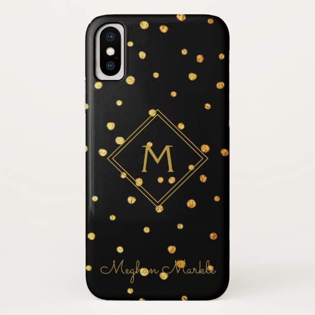 Add name Personalized Modern Simple Black Marble Case-Mate iPhone Case (Back)