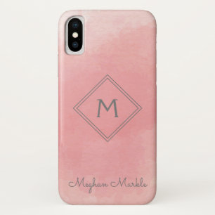 Add name Personalized Modern Simple Pink iPhone X Case