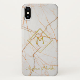 Add name Personalized Modern Simple White Marble iPhone X Case