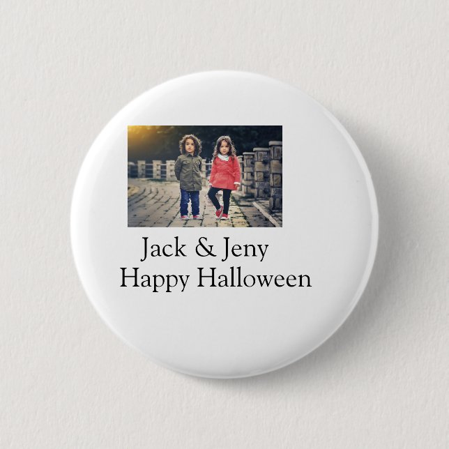 add name photo text Halloween kids girl boy 6 Cm Round Badge (Front)