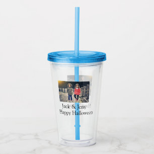add name photo text Halloween kids girl boy Acrylic Tumbler