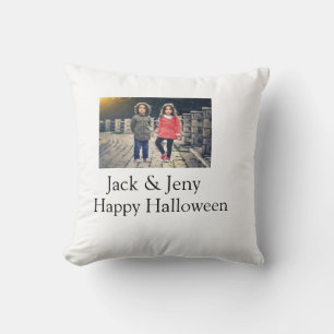 add name photo text Halloween kids girl boy Cushion