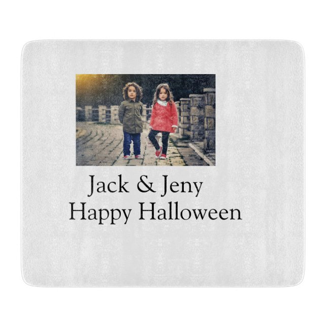 add name photo text Halloween kids girl boy Cutting Board (Front)