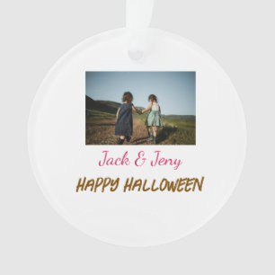 add name photo text Halloween kids girl boy Ornament