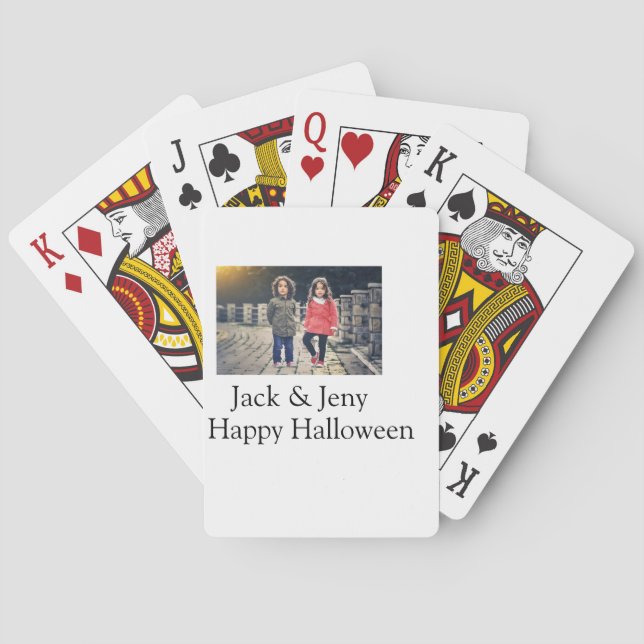 add name photo text Halloween kids girl boy Playing Cards (Back)