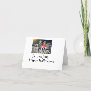 add name photo text Halloween kids girl boy Thank You Card