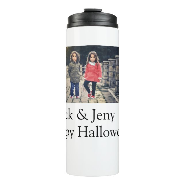 add name photo text Halloween kids girl boy Thermal Tumbler (Front)