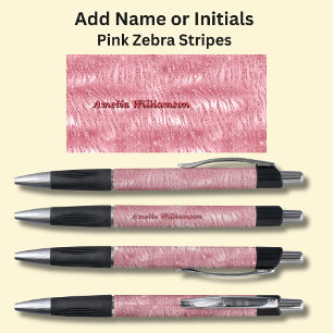 Add Name, Pink Zebra Stripes
