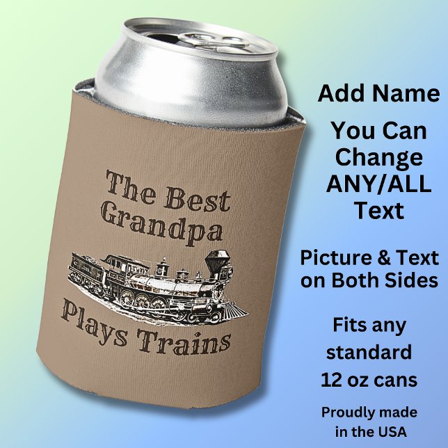 Add Name Plays Steam Train Grandpa Grandfather   Can Cooler (Creator Uploaded)
