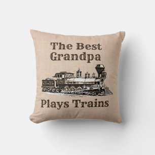 Add Name Plays Steam Train Grandpa Grandfather Cushion