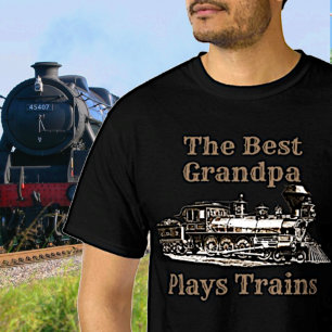 Add Name Plays Steam Train Grandpa Grandfather T-Shirt
