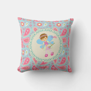 Add name Pretty Fairy pink  paisley child's room Cushion