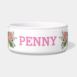 Add Name Pretty In Pink - Roses Dogs Bowl