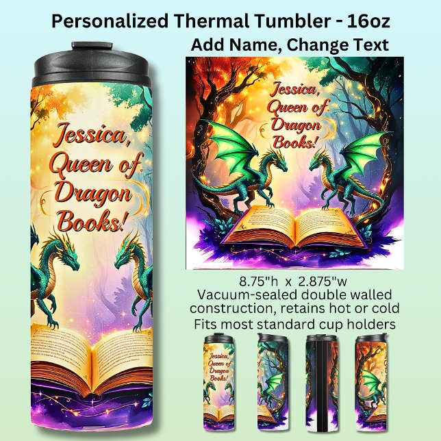 Add Name Queen of Dragon Books Thermal Tumbler (Creator Uploaded)