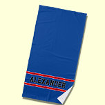 Add Name, Red Blue & White Nautical Stripes   Beach Towel<br><div class="desc">Add Name,  Red Blue & White Nautical Stripes</div>