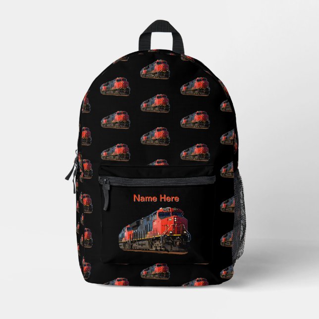 Add Name - Red  Diesel Loco      Printed Backpack (Front)
