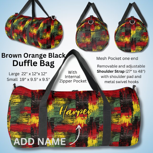 Add Name, Red Yellow Green Black Painted Duffle Bag (Creator Uploaded)