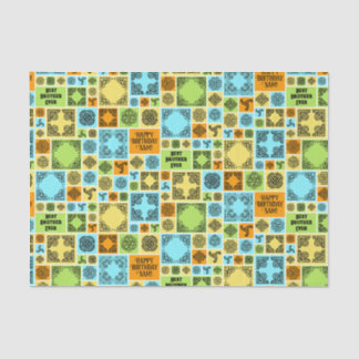 Add Name & Relationship Birthday Orange & Green Tissue Paper