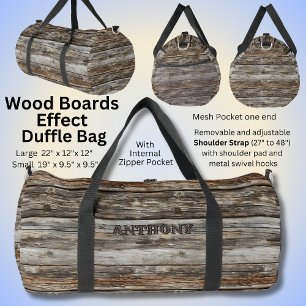 Add Name, Rustic Wood Duffle Bag