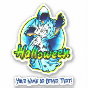 Add Name Scary Blue White Green Ghost Halloween