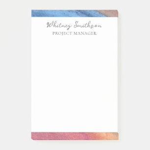 Add Name Simple Abstract Brown & Blue Watercolor Post-it Notes