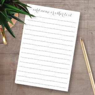 Add Name - Simple Calligraphy with lines - grey Post-it Notes