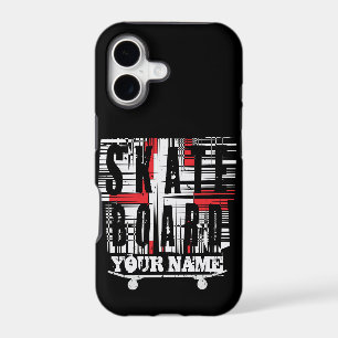 Add Name Skateboard Distressed White on Black
