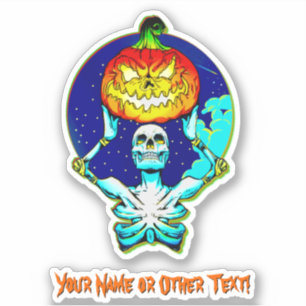 Add Name, Skeleton Holding Pumpkin Head