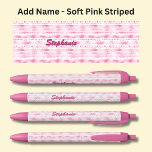 Add Name, Soft Pink Abstract Stripes Black Ink Pen<br><div class="desc">Add the Name -  or any other message you want on this pen - Change to your own details. See my store for lots more great Pens</div>