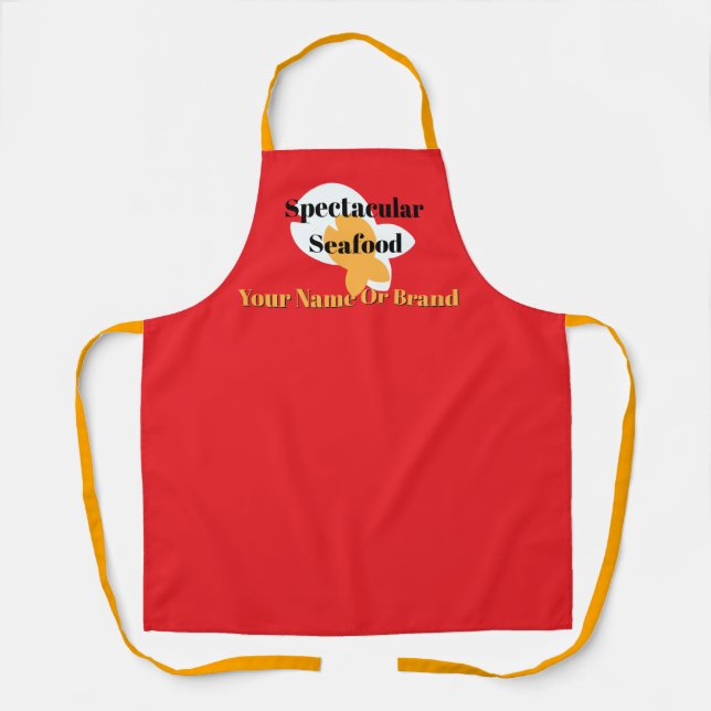 Add Name Spectacular Seafood Red Apron (Front)