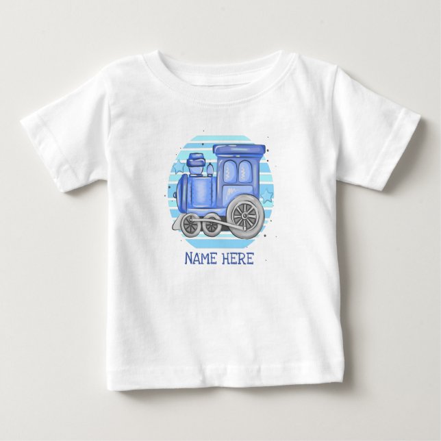 Add Name Steam Train Engine  Baby         Bodysuit (Front)