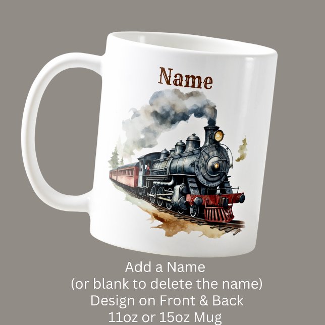 Add Name Steam Train Engine Locomotive Painting  Coffee Mug (Creator Uploaded)
