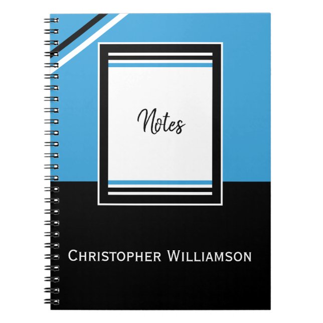 Add name stripes blue and black notebook (Front)