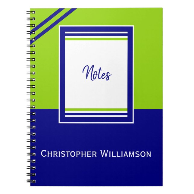Add name stripes blue and green notebook (Front)