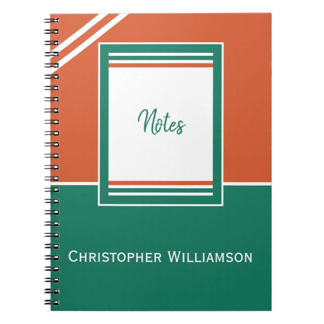 Add name stripes orange and green notebook (Front)