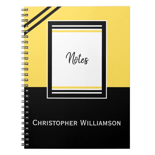 Add name stripes yellow and black notebook (Front)