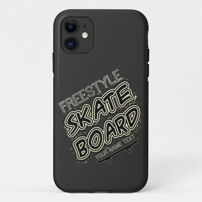 Add Name Style City Text Freestyle Skate Board     Case-Mate iPhone Case (Back)
