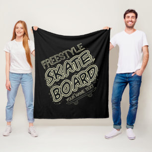 Add Name Style City Text Freestyle Skate Board     Fleece Blanket