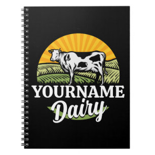ADD NAME Sunset Dairy Farm Grazing Holstein Cow Notebook